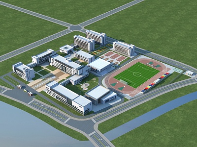 Modern School Aerial View model