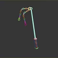 Traditional Flail Weapon With Silver Pole Orange Handle And Chain Balls