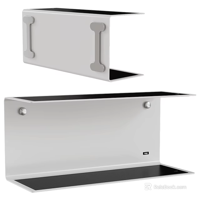 Modern Minimalist Metal Wall Mounted Shelf With Silver Frame And Black Surface 3d model 