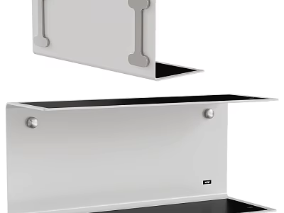 Modern Minimalist Metal Wall Mounted Shelf With Silver Frame And Black Surface 3d model