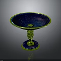 Elegant Decorative Pedestal Bowl with Blue Bowl and Green Carved Base for Home Decor