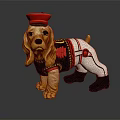 Cute Dog Doll Wearing Red Hat Decorative Outfit And Black Boots