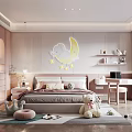 Cozy Kids Room Interior With Moon Wall Decor Teddy Bear Bed And Bookshelf