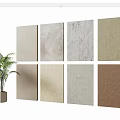 Textured Background Wall Panel Samples In Neutral Tones With Potted Green Plant 3d model
