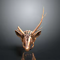 Elegant Copper Deer Head Wall Decor Ornament For Stylish Furniture Interior