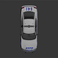 NYPD Police Car With Blue Stripes And Emergency Lights On Top