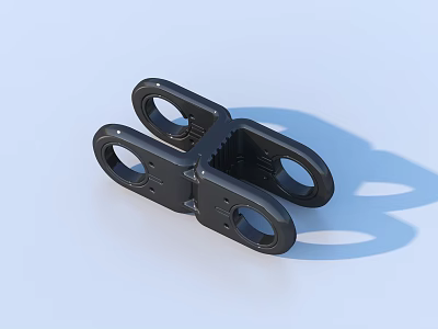Black Industrial Mechanical Connector With Symmetrical Circular Holes And Grooved Surface 3d model