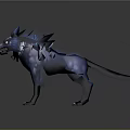 Fierce Blue Mythical Wolf With Spiky Fur And Red Fangs As Game Character