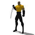 Game Movie Character With Yellow Shirt Black Pants Muscular Build Holding Chain