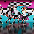 Men Roller Skating Wearing Protective Gear in Front of Colorful Graffiti Wall on Shiny Floor