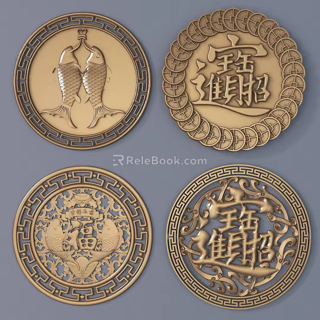 Chinese-style carved flowers attract more than one year after year 3d model