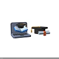 Innovative Electronic Laptop for Online Learning with Open Book Graduation Cap and Diploma