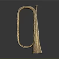 Antique Handcrafted Brass Horn With Textured Surface And Intricate Carved Pattern