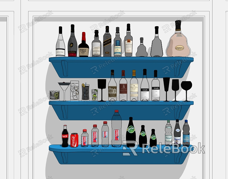 Modern wine bottle combination model