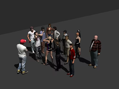 Group Of People Standing Together In 3D Scene 3d model