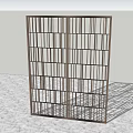Modern Room Divider With Metal Grid Frame And Contemporary Design Elements 3d model