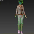 Stylish Game And Movie Character With Short Hair White Shirt Pants Tie And Pink Shoes