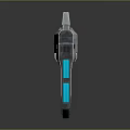 Futuristic Sci Fi Weapon With Blue Orange Illuminated Accents And Angular Design Details