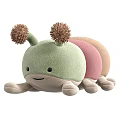 Cute Plush Caterpillar Toy with Green Head Fluffy Antennae and Multicolored Soft Body Segments