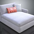 Modern Light Gray Upholstered Chaise Lounge with Red Patterned and Light Gray Pillows 3d model