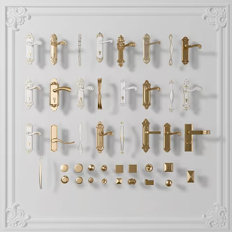 Jane European door handle hardware door handle combination 3d model