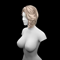 3D Female Game and Movie Character With Blonde Curly Hair Featureless Face Upper Body