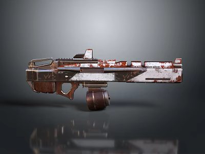 Vintage Rusted Weapon With Metallic Body And Detailed Barrel Grip Design 3d model Vintage Rusted Weapon With Metallic Body And Detailed Barrel Grip Design 3d model