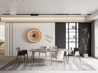 Modern Restaurant Dining Table and Chair 3d model