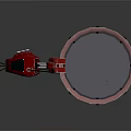 Red Mechanical Arm Equipment With Circular Platform And Robotic Components