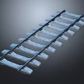 Railway Track Structure With Concrete Sleepers And Steel Rails On Dark Background