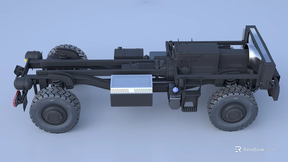 Heavy Duty Truck Chassis With Large Tires Metal Frame And Mechanical Components 3d model 
