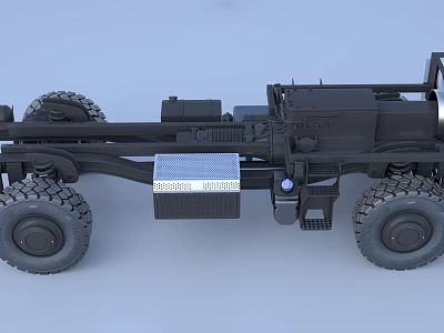 Heavy Duty Truck Chassis With Large Tires Metal Frame And Mechanical Components 3d model
