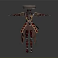 Mechanical Samurai Robot Warrior Character With Traditional Armor And Extended Arms