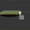 Green Turf Platform And Concrete Structure Components With Green Cylinders And White Equipment