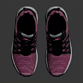 Pink And Black Knit Athletic Shoes With White Sole And Brand Logo Design