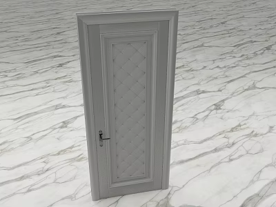 Light Gray Hinged Door With Quilted Panel Design On Marble Floor Interior 3d model