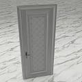 Light Gray Hinged Door With Quilted Panel Design On Marble Floor Interior