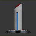 Cylindrical Equipment With Red Top Blue Light Strip And Base Stand Design Structure