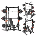 Multifunctional Home Gym Equipment With Bench And Weights 3d model