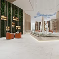 Modern Sales Office Interior With Living Green Wall Display Counter And Comfortable Seating