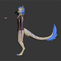 Anthropomorphic Animal With Blue And White Wings Brown Vest Khaki Pants Standing Pose 3D Render