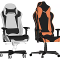 Modern High Back Office Chair with Armrests Wheels in White Black and Orange Colors