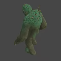 Green Monster Statue With Rough Texture Standing In Forest Background 3d model