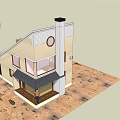 Modern Single Family House With Gabled Roof Round Window And Porch