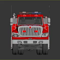 Red Fire Truck With White Accents Extended Ladder And Emergency Equipment
