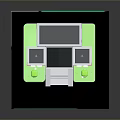 3D Pink Building Model With White Columns Black Roof Steps Green Shrubs On Black Base