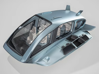 Futuristic Electric Flying Vehicle With Transparent Passenger Cabin And Modern Design 3d model