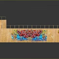 Yellow Concrete Structure With Staircase Railings And Colorful Graffiti Artwork