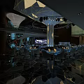 Modern Luxury Bar Interior Design With Illuminated Bar Counter And Stylish Seating