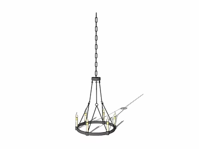 Minimalist Modern Metal Chandelier With Hanging Chain And Light Arms Design 3d model